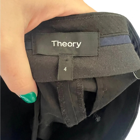 Theory Rileena Asymmetrical Black Skort Cotton 4 - Picture 2 of 6